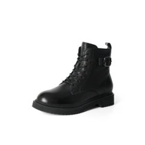森达2021冬季新款商场同款时尚皮带扣ins潮休闲女马丁靴4AG01DD1(黑色 36)
