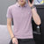男士纯棉短袖t恤 有带领夏天潮流纯色男装上衣青年休闲翻领POLO衫(紫色 XXL)