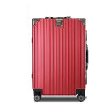 铝框旅行箱行李箱铝框拉杆箱万向轮20女男学生24密码皮箱子酒红色(酒红 20寸)