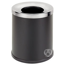 南方不锈钢圆形斜口垃圾桶厨房家用卫生间创意垃圾筒酒店单层客房桶GPX-177A(黑色铁烤漆)