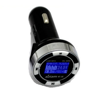 索浪 车载蓝牙MP3播放器 音乐车充 蓝牙免提 语音导航 电压检测 双USB充电 拥有14大拓展功能(黑色 普通)