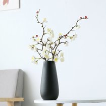 简约现代陶瓷花瓶家居客厅创意台面摆件小清新干花艺水培白色花器(芳华 - 黑【1束仿真傲骨梅-白色)