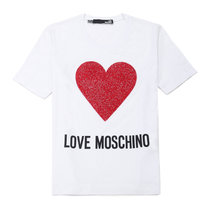 LOVE MOSCHINO女士红心形印花短袖T恤 W4F151G-M3517-A0044白色 时尚百搭