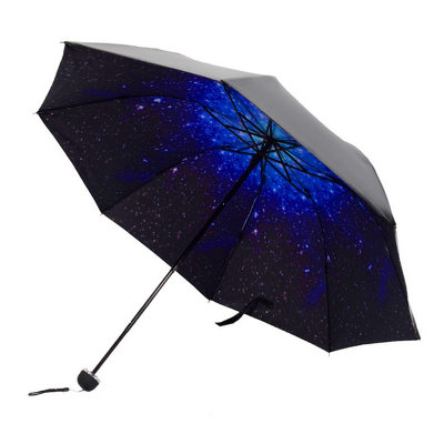 乾越 创意星空伞黑胶折叠晴雨两用伞防紫外线防晒三折太阳伞遮阳伞