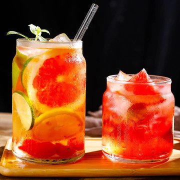 网红餐厅水果茶杯子ins大容量饮料果汁杯可乐杯沙冰饮料杯饮品杯500ml