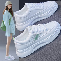 迈凯恩轻奢品牌小白鞋女2021新款网红百搭春秋运动休闲鞋ins超火配裙子板鞋潮流学院风潮鞋(白绿 36)