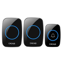 CACAZI卡佳斯 A10一拖二交流数码门铃无线家用智能远距离电子遥控 老人呼叫器 防水无线门铃(黑色)