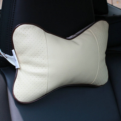 卡饰得(CARCHAD) 汽车立体全皮革头枕 透气骨头枕 护颈枕头 单个装(灰 纯色)