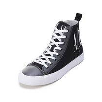 Armani Exchange阿玛尼 男士织物高帮系带休闲运动鞋板鞋帆布鞋 XUZ021 XV212(00002 黑色 41)
