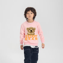 力禾泰迪熊LDTB21U09 儿童圆领卫衣120cm粉 印花 加绒加厚保暖