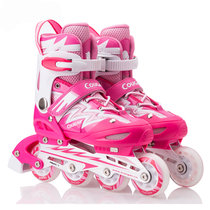 美洲狮（COUGAR）溜冰鞋儿童轮滑鞋旱冰鞋滑冰鞋可调男女直排滑轮鞋(粉白 34-37可调)