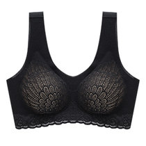 俞兆林美背运动乳胶内衣女 无痕聚拢文胸无钢圈背心式上托侧收舒适调整型收副乳胸罩(黑色 XXL)