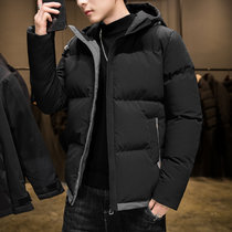 龙中龙 棉衣男士冬季外套2020年新款潮牌短款棉服潮流棉袄(黑色 XL)