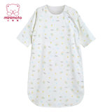 小米米minimoto婴儿睡袋纱布长袖小睡袋儿童防踢被四季适用薄款(粉蓝色)
