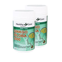 Healthy care 银杏健脑软胶囊2000mg 100粒保健品(2瓶)