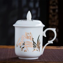 景德镇骨瓷简约陶瓷杯子水杯茶杯纯白色马克杯定制LOGO牛奶咖啡杯(兰(玉瓷）)