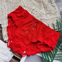 SUNTEK本命年喜庆女内裤多款冰丝蕾丝性感镂空红内裤(93cm B1654)