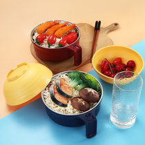 不锈钢学生宿舍用泡面碗保鲜饭盒带盖单个吃饭碗方便面碗饭盒(NOKA-21019蓝色双层 默认)