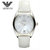 阿玛尼(ARMANI)手表时尚新款圆形钢表盘日历白色皮带石英女表AR0377 AR0378(AR0377)
