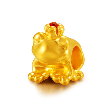 danye 3d硬金999千足金青蛙王子红绳手链 童话爱情黄金首饰 8002011