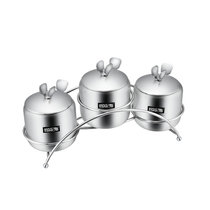 伯尔尼斯 不锈钢调味罐厨房时尚小器皿  三件套 四件套(默认 默认)