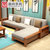 曲尚 现代中式实木沙发  L型客厅沙发家具组合套装 908(海棠+银灰 4人位)