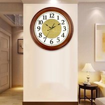 汉时（Hense)欧式时尚简约实木挂钟客厅静音装饰石英时钟HW99(水曲柳木外框-石英机芯)