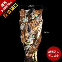 新品BOHEMIA捷克波西米亚水晶玻璃花瓶描金台面居家装饰花瓶(默认)