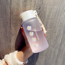 小雏菊塑料水杯女学生韩版杯子ins便携创意森系潮流茶杯定制印字(磨砂款（4朵花）550ml)