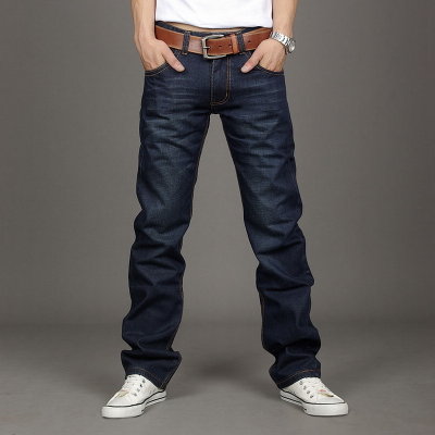 男士加绒加厚中腰直筒牛仔裤 值得(620常规-不加绒)