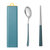 便携304不锈钢叉勺筷子餐具套装 单人装旅行出差三件套学生餐具(蓝色 2件套)