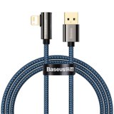 倍思（Baseus）苹果弯头数据线 USB TO IP苹果手机平板IPAD充电器数据线 2.4A大电流(1米蓝色)