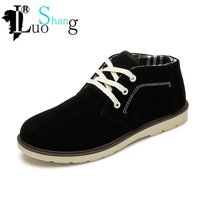 洛尚LSF33 新款男士低帮休闲鞋英伦反绒皮板鞋伐木鞋透气单鞋(黑色)