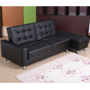 高鸿 日式沙发床 多功能沙发床 折叠沙发床 (黑色真皮 接触面真皮)