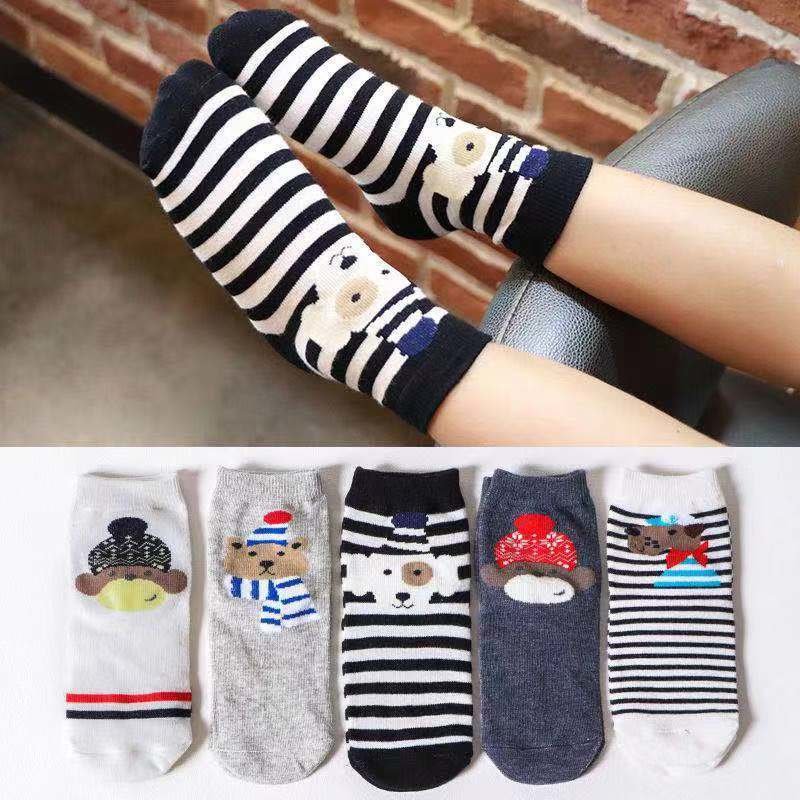 学生孩子男童女童中大童婴儿宝宝中筒袜子卡通条纹秋冬10双脚长1922