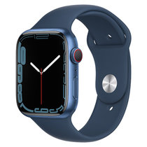 Apple Watch Series 7 智能手表 GPS款+蜂窝款 45毫米蓝色铝金属表壳 深邃蓝色运动型表带MKJT3CH/A