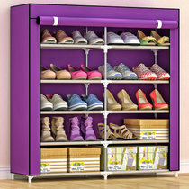 蜗家双排5层10格大容量组合简易防潮防尘鞋柜/靴子时尚鞋橱0505CX(紫色 1)