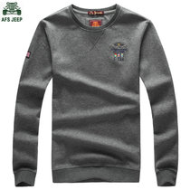秋冬新品战地吉普AFS JEEP圆领长袖T恤衫 5237男士休闲大码polo衫(灰色 2XL)