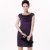 2013夏新款 气质显瘦娃领包肩短袖压褶高腰连衣裙(紫色 L)