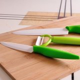 信柏 正品陶瓷刀三件套装 厨师刀 水果刀 厨房刀具 套装(绿色)