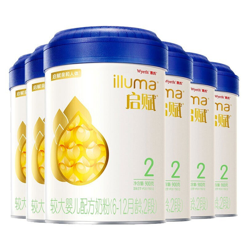 2段奶粉惠氏(wyeth)启赋爱尔兰原装进口较大婴儿配方奶粉 2段 900g(6