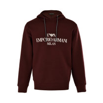 Emporio Armani男士棉质连帽logo长袖卫衣6G1MP1-JHSZ-0348L码咖色 时尚百搭