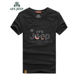 战地吉普 AFS JEEP 夏季新款男装半袖T恤衫男士圆领短袖T恤 (黑色 L)