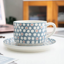 松发瓷器陶瓷水杯咖啡杯碟情侣牛奶杯简约办公室红茶杯子家用套装尖脚杯碟-雪花 环保材质