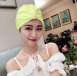 SUNTEK韩国泳帽女长发时尚可爱美颜成人加大不勒头大号女士泡温泉游泳帽(黄绿)