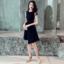 时尚晚礼服女2021春夏新款平时可穿黑色短款宴会小礼服裙气质修身(黑色 XL)