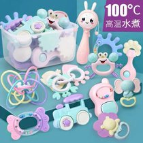 婴儿玩具0-1岁可水煮可咬牙胶 宝宝3-6-12个月新生男女小孩手摇铃(可水煮摇铃牙胶12件套 音乐拨浪鼓)