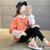 薄款/加绒加厚新款假两件韩版学生宽松长袖上衣外套连帽卫衣女潮((不加绒）橘色 L)