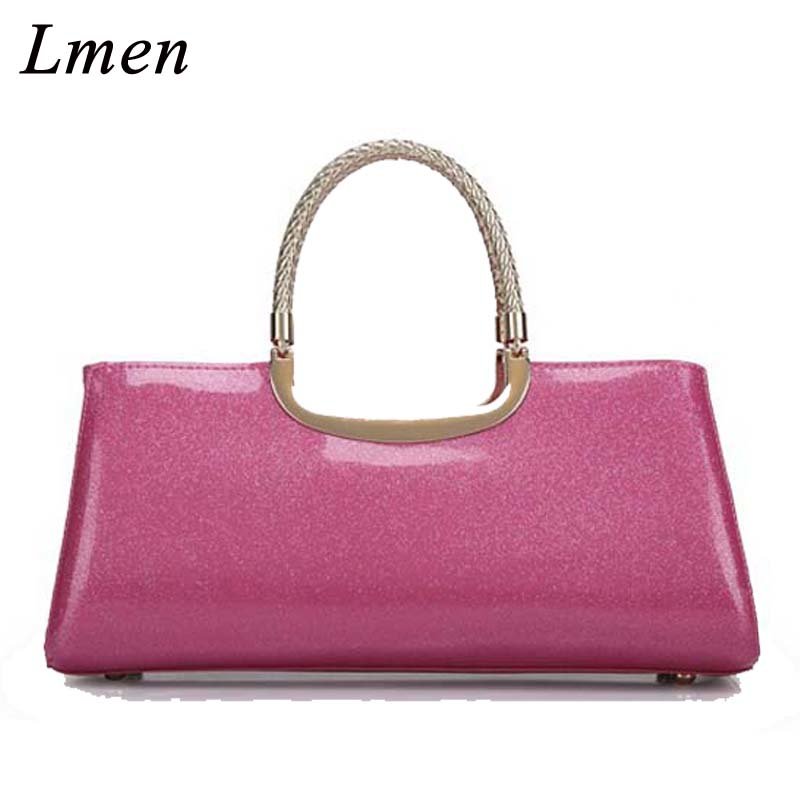 莱蒙8035韩版精致时尚新款热卖漆皮晚宴包新娘包(银粉色)