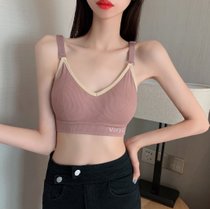 帕兰朵美背文胸后背蝴蝶内衣无钢圈裹胸无缝吊带背心  XXS小码(豆沙粉 均码)